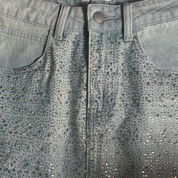 Denim mini skirt w/ bling - Picture 1 of 3